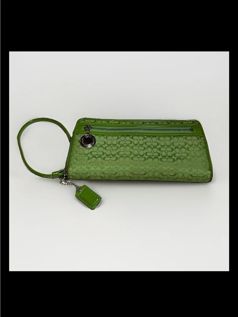 Coach Wallet/Wristlet, Leaf Green Mini Signature “C” Patent Leather, 2004 #91490